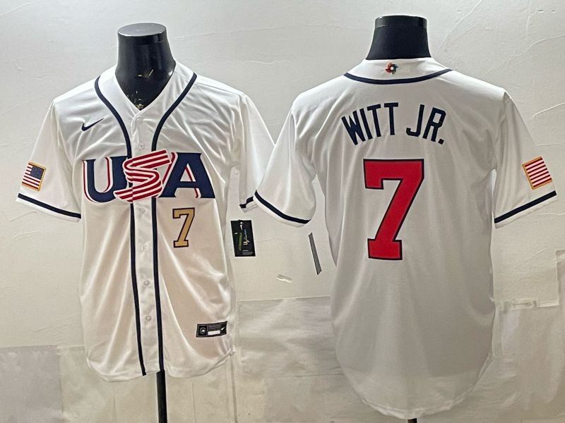 Men 2026 World Cub USA #7 Witt jr White Game Nike MLB Jersey style 002->more jerseys->MLB Jersey